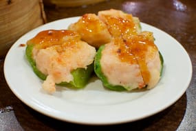 Shrimp Balls on Green Pepper at Silver Dragon