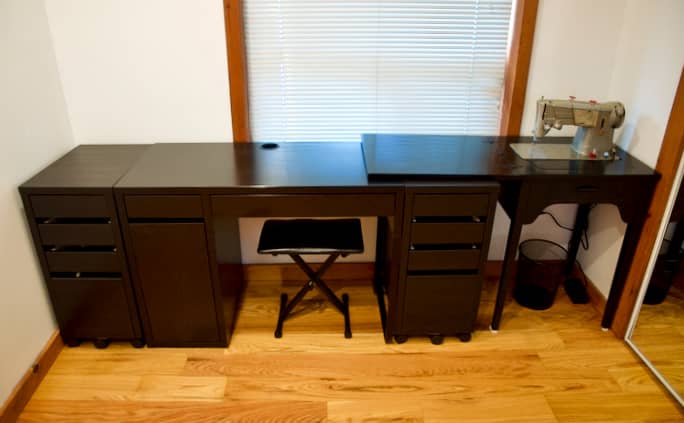 IKEA Desk with Singer 328J Sewing Machine