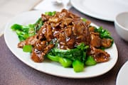 Beef in Oyster Sauce on Chinese Broccoli at Lam Kee BBQ Restaurant